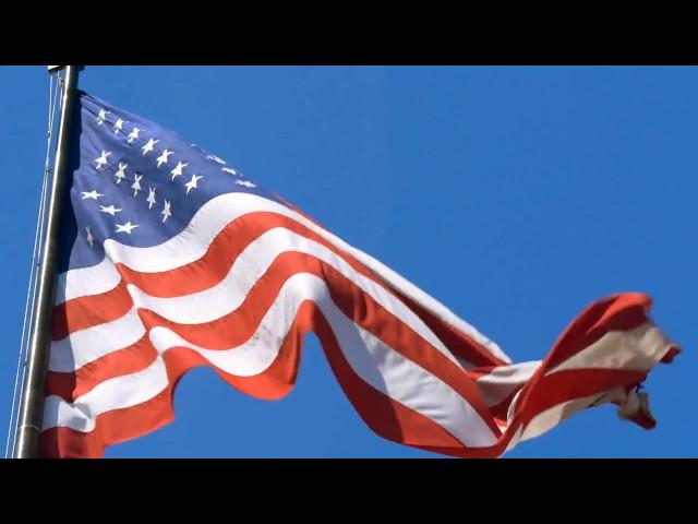 [10 Hours] American Flag in Blue Sky w/ Light Wind - Video & Audio [1080HD] SlowTV