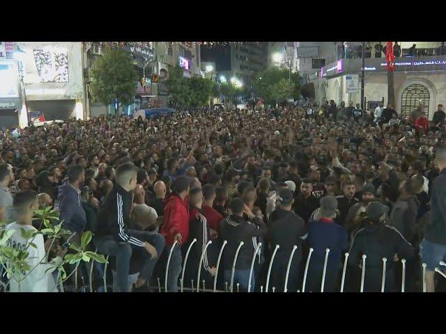 Protest in Ramallah after Israeli strike on Gaza hospital kills hundreds | AFP