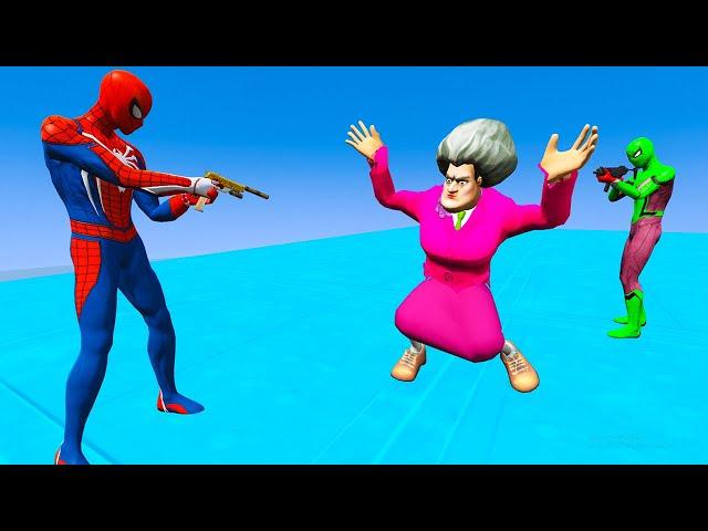 Scary Teacher vs Team Spiderman, Miss'T Lost The Battle - Game Animation