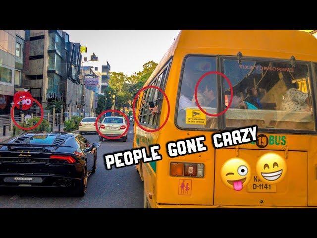 People going crazy after seeing a Lamborghini * reactions * ( Supercars in India )