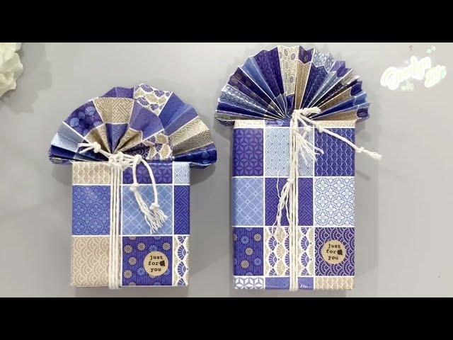 扇形礼物包装教学/折扇礼盒包装/Fan pleats gift wrapping#giftboxpacking