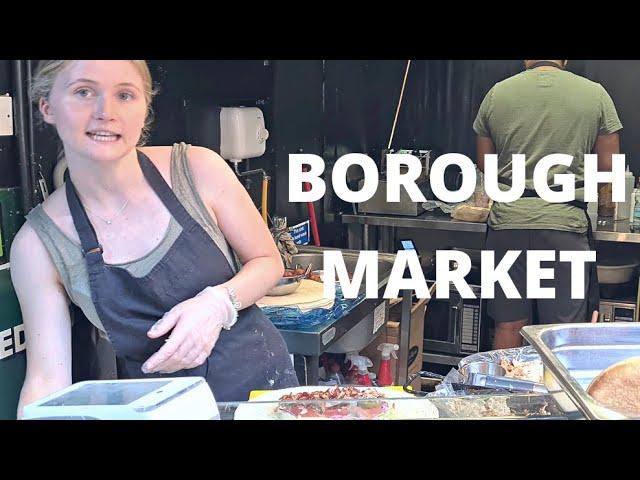  BOROUGH MARKET, LONDON STREET FOOD, WALKING TOUR AROUND STREET FOOD MARKET IN LONDON, PAELLA, 4K