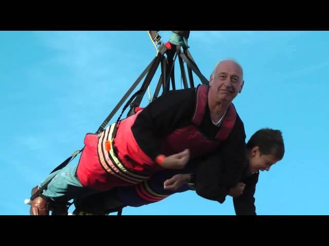 Thomas and Dadda ride the Sky Coaster South Pier Blackpool