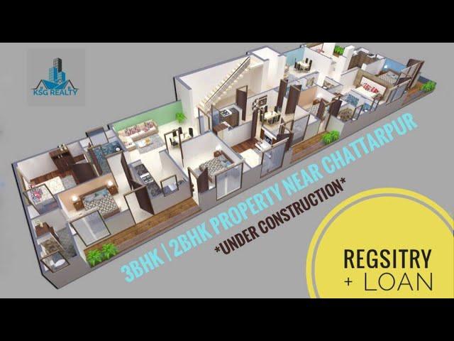 2BHK | 3BHK FLATS NEAR CHATTARPUR { REGISTRY + LOAN}