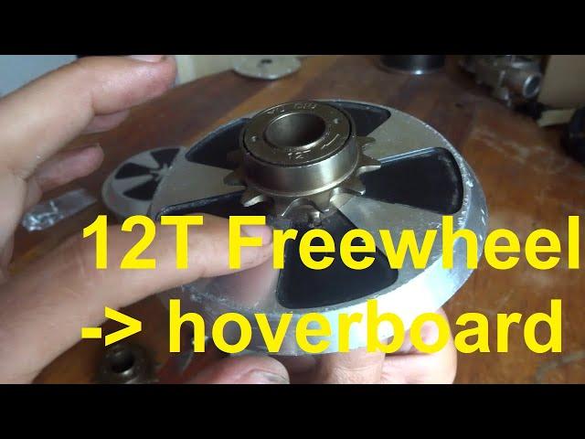 mounting a freewheel/flywheel sprocket to a hoverboard motor (recumbent bike or three-wheeler)