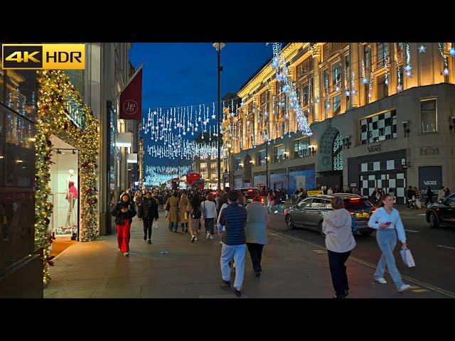 London's First Christmas Lights of 2024  London Oxford Street Lights [4K HDR]