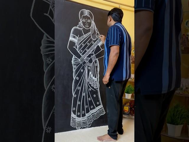 Learn to draw a woman tying a saree around her waist ‍ #art #drawing #shortvideo
