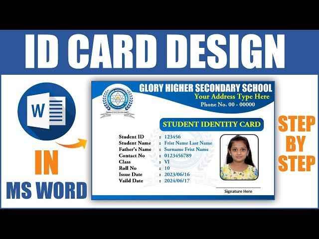 Identity Card Design in Ms Word || How to Make Student Id Card Design in Ms Word Hindi Tutorial