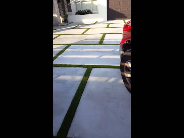 Artificial turf installation on drive way