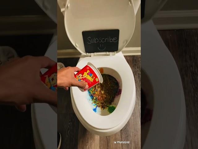 Will it Flush? - Fruity Pebbles #asmr #satisfying #shorts #reel #fruitypebbles #cereal #colors #lit