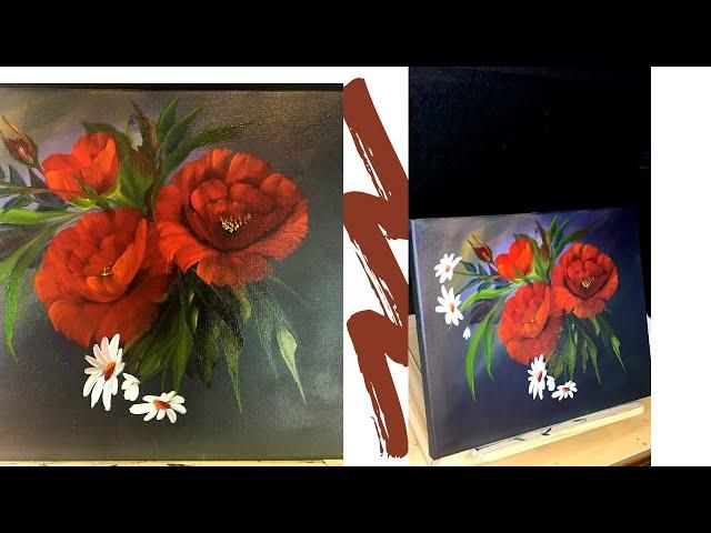 Bob Ross painting techniques for the beginners | Bob Ross flower painting l Varsha Fine Art