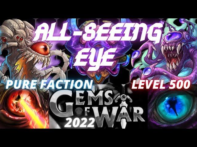 Gems of War All Seeing Eye Pure Faction Team Level 500 | 6.3 UPDATE Delve Guide 2022
