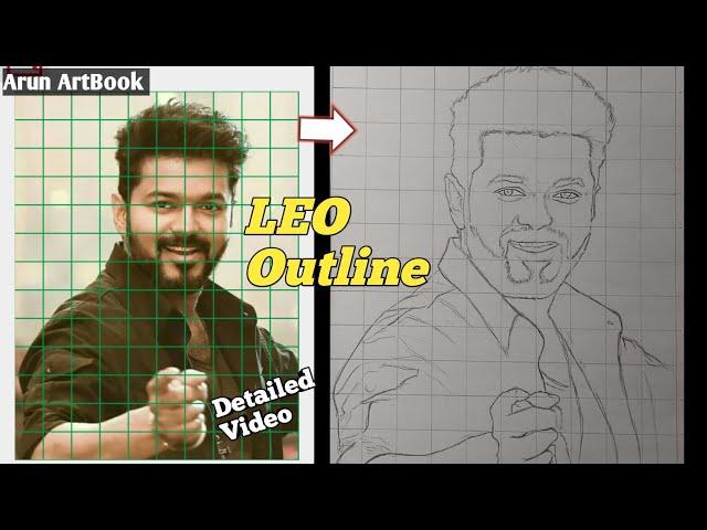 LEO Vijay Drawing / LEO - Naa Ready Video Drawing / Vijay drawing Outline / Arun ArtBook