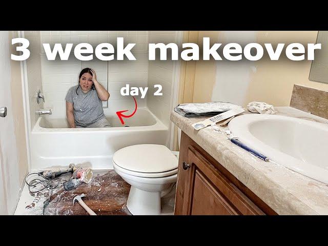 DIY BATHROOM MAKEOVER on a $500 budget (3 week transformation!) Small Bathroom Remodel compilation