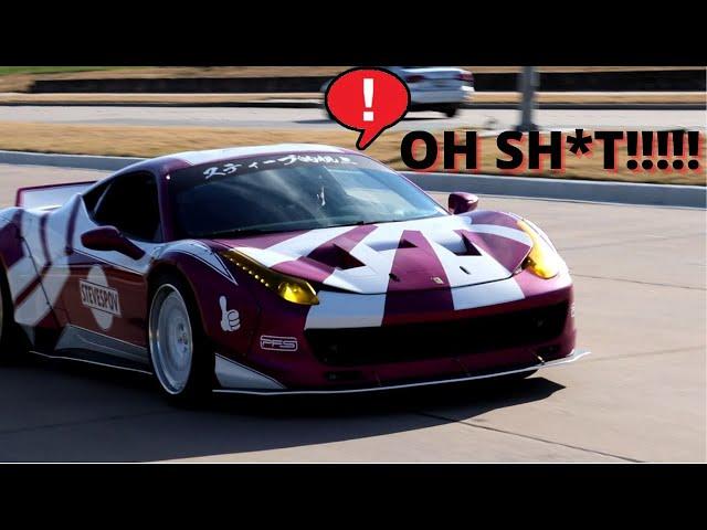 Steve's POV drifts 458 leaving Cars and Coffee Dallas December ! ( No F*cks Given!!! )