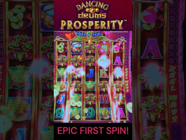 EPIC $10 FIRST SPIN ON DANCING DRUMS PROSPERITY! HUGE WIN! DANCING DRUMS SLOT MACHINE! #shorts