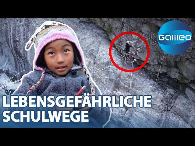 Abenteuerliche Schulwege: Mit dem Motorrad durch den Dschungel oder mit der Gondel über die Schlucht