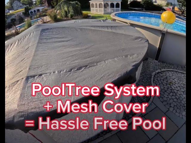 Above ground pool closing with PoolTree System - Heavy Rain