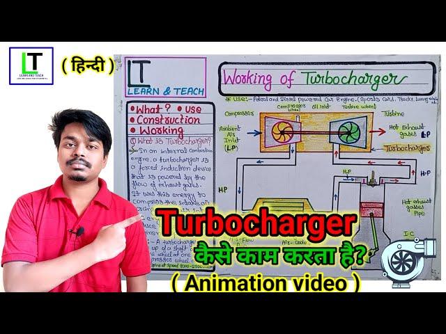 Working of Turbocharger|टर्बोचार्जर कैसे काम करता है? |Animation video (Hindi)