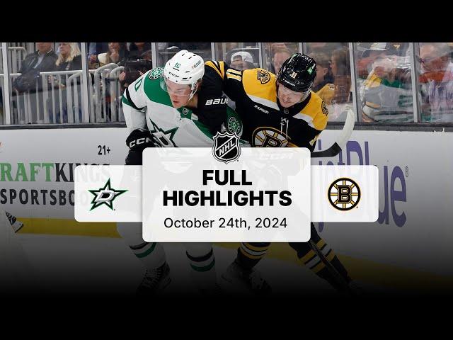 Stars at Bruins | October 24, 2024 | NHL Full Game Highlights