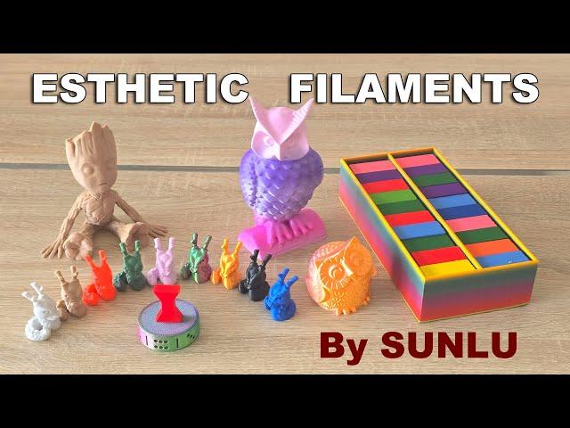 Testing Sunlu Esthetic filaments (wood, glow in dark, dual color, rainbow, silk etc.)