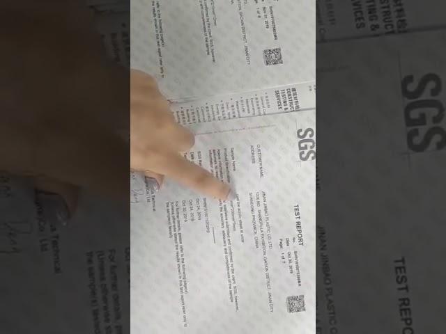 Jinbao pvc foam board And acrylic sheet SGS certification.