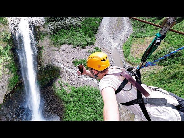 Would You Zip-Line Over This Waterfall in Ecuador? (Baños Travel Vlog)