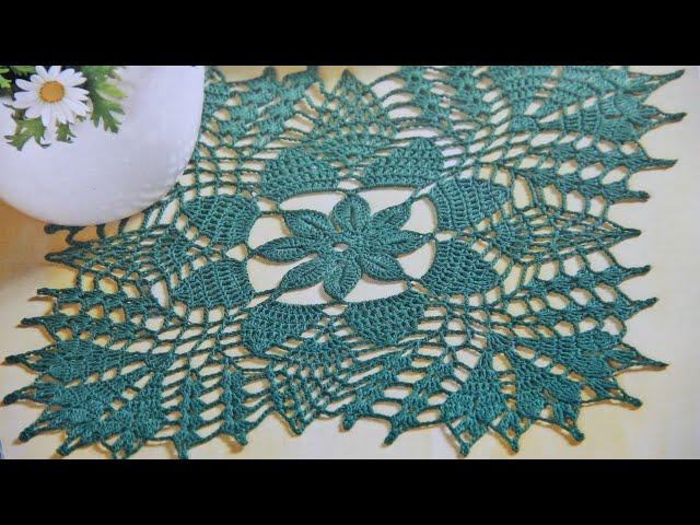 ПРОСТАЯ и красивая КВАДРАТНАЯ салфетка крючком. Вторая часть. СХЕМА. Свяжем вместе.