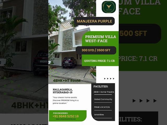 West Face Villa for SALE from #nallagandla #hyderabad #9848525218