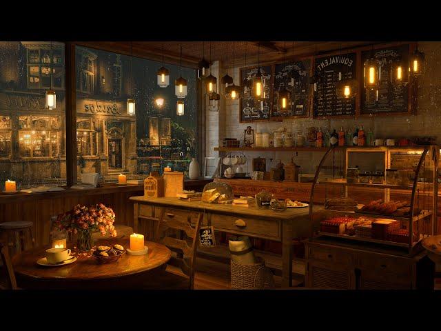 4K Cozy Coffee Shop  with Piano Jazz Music for Relaxing, Studying and Working