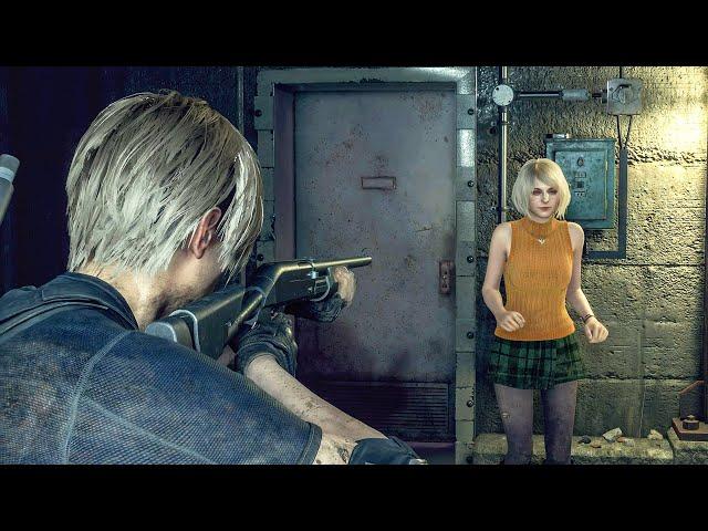 Ashley's reaction to Leon attacking her - Resident Evil 4 Remake