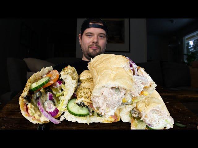 ASMR SUBWAY SANDWICHES MUKBANG; SPICY ITALIAN & TUNAFISH | DAVE KAY ASMR