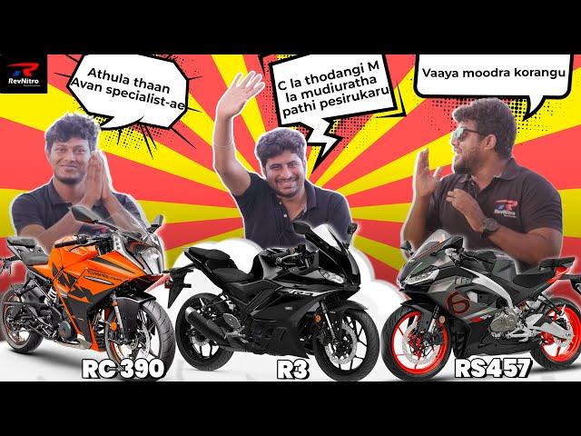 RS457 vs R3 VS RC390 | Comparison review | Tamil | RevNitro