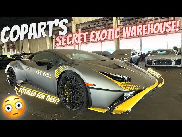 Copart's SECRET Supercar Warehouse Is TOTALED Exotic Car HEAVEN!!