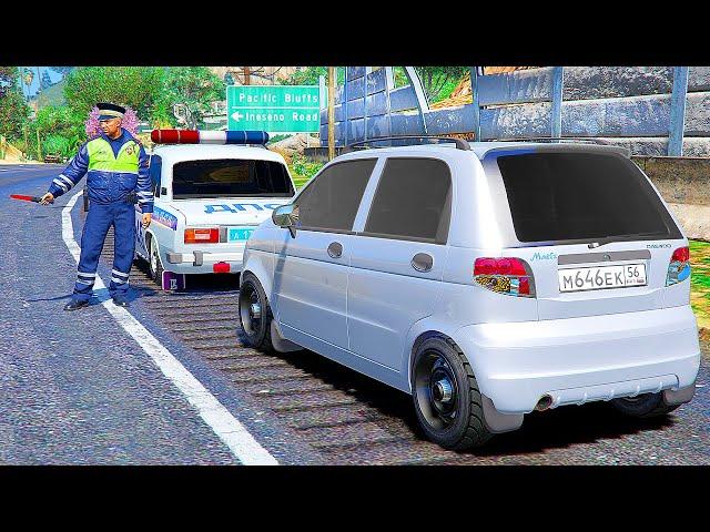ОТЕЦ И СЫН В GTA 5 - ШКОЛЬНИКА НА МАТИЗЕ ОСТАНОВИЛ ДПС ПАТРУЛЬ  ГАРВИН