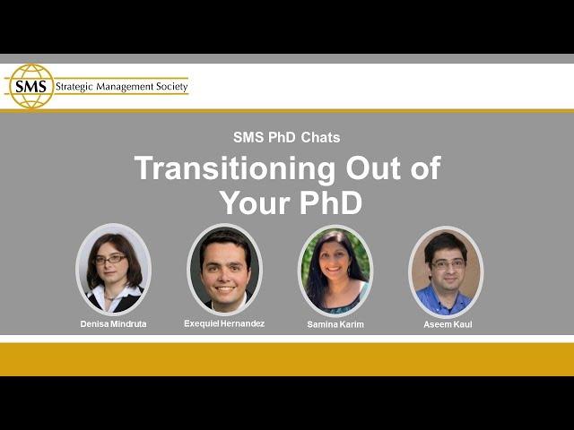 SMS PhD Chat: Transitioning Out of Your PhD