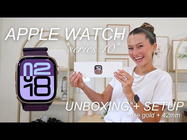 apple watch *series 10* unboxing, customization, + setup! (rose gold, 42mm, + SO CUTE)