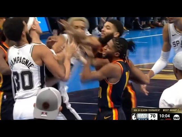 ZACH COLLINS WILD FIGHT! VICTOR WEMBY GETS IN MIDDLE OF IT! PUNCHES THROWN!