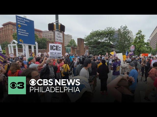 Union members in Philadelphia gather in solidarity with protesters in Los Angeles