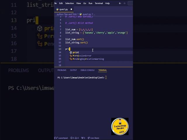 Sorted( ) vs .sort( ) in Python | easy understanding code #education  #python #coding #programming