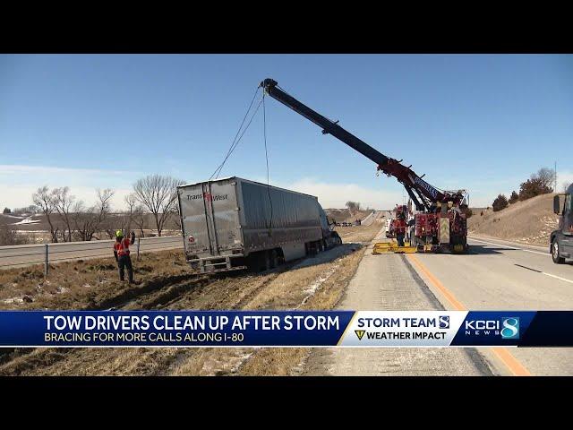 Blizzard aftermath: Tow trucks clear vehicles on Iowa interstates as another snowstorm looms