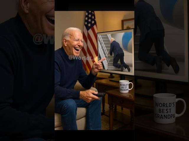 "Biden Laughs as Trump Fails the Stairs"  parody