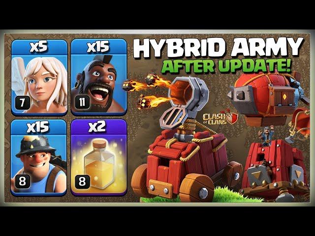 Stronger After Update TH14 Hybrid | Th14 Queen Charge Hog Miner Attack Strategy - Th14 Hybrid in coc