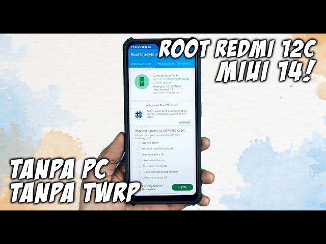 LATEST! How to ROOT REDMI 12C MIUI 14 Without PC & Without TWRP!