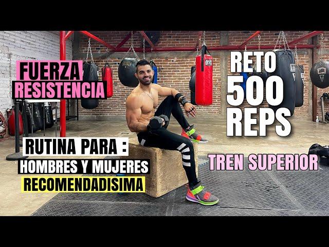 Rutina de Brazo Espalda Hombro y Pecho en Casa (30 MIN) | Reto de Tren Superior 500 Repeticiones