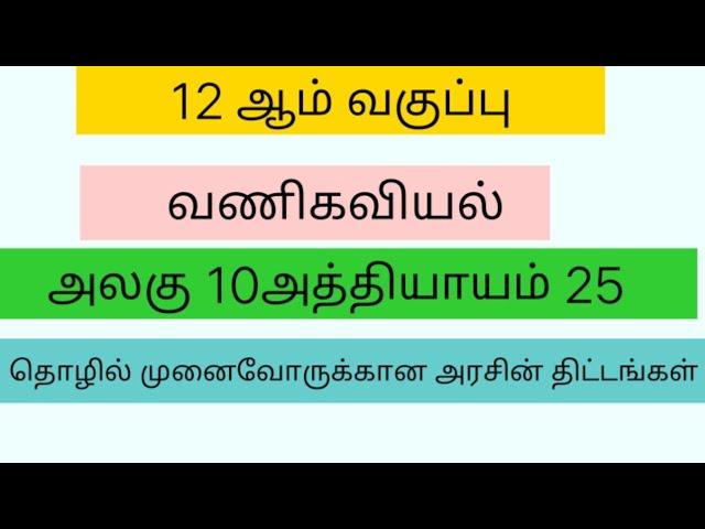 12 வணிகவியல் அழகு 9 பாடம் 25 தொழில் முனைவோருக்கான அரசின் திட்டங்கள்   கேள்வி பதில்கள்