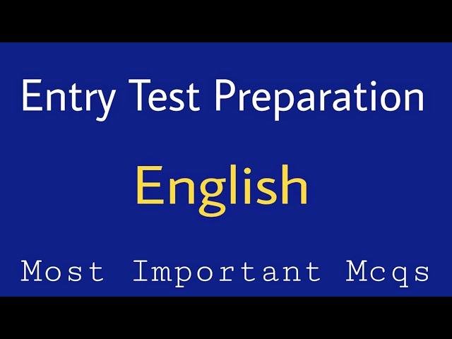 Entry Test Preparation||English Mcqs For Entry Test