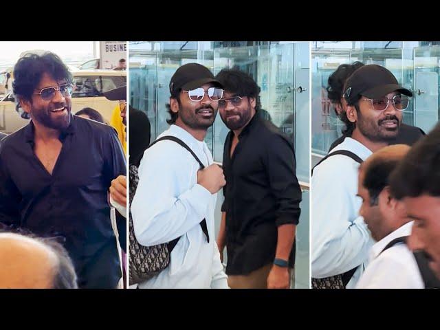 Nagarjuna and Dhanush Spotted @ Hyderabad Airport | #kubera | Manastars