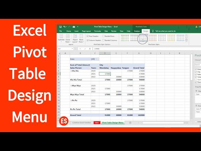 Excel Pivot Table Part 2 | အခြေခံကွန်ပျူတာသင်ခန်းစာ | Basic Computer Tutorial | Experience Sharing