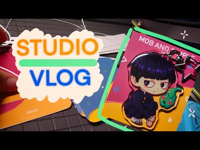 testing vinyl sticker paper? making backing cards, MY FIRST EVER CHARMS?! //  studio vlog 07 